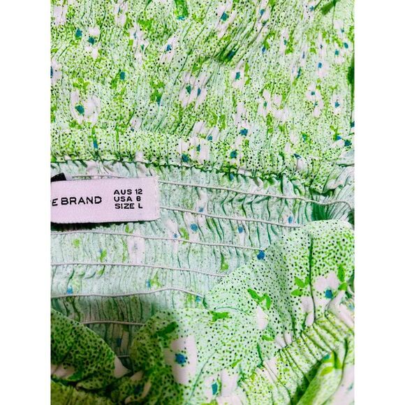 Faithfull the brand dress romantic peasant paper bag floral green casual women L - Picture 4 of 6